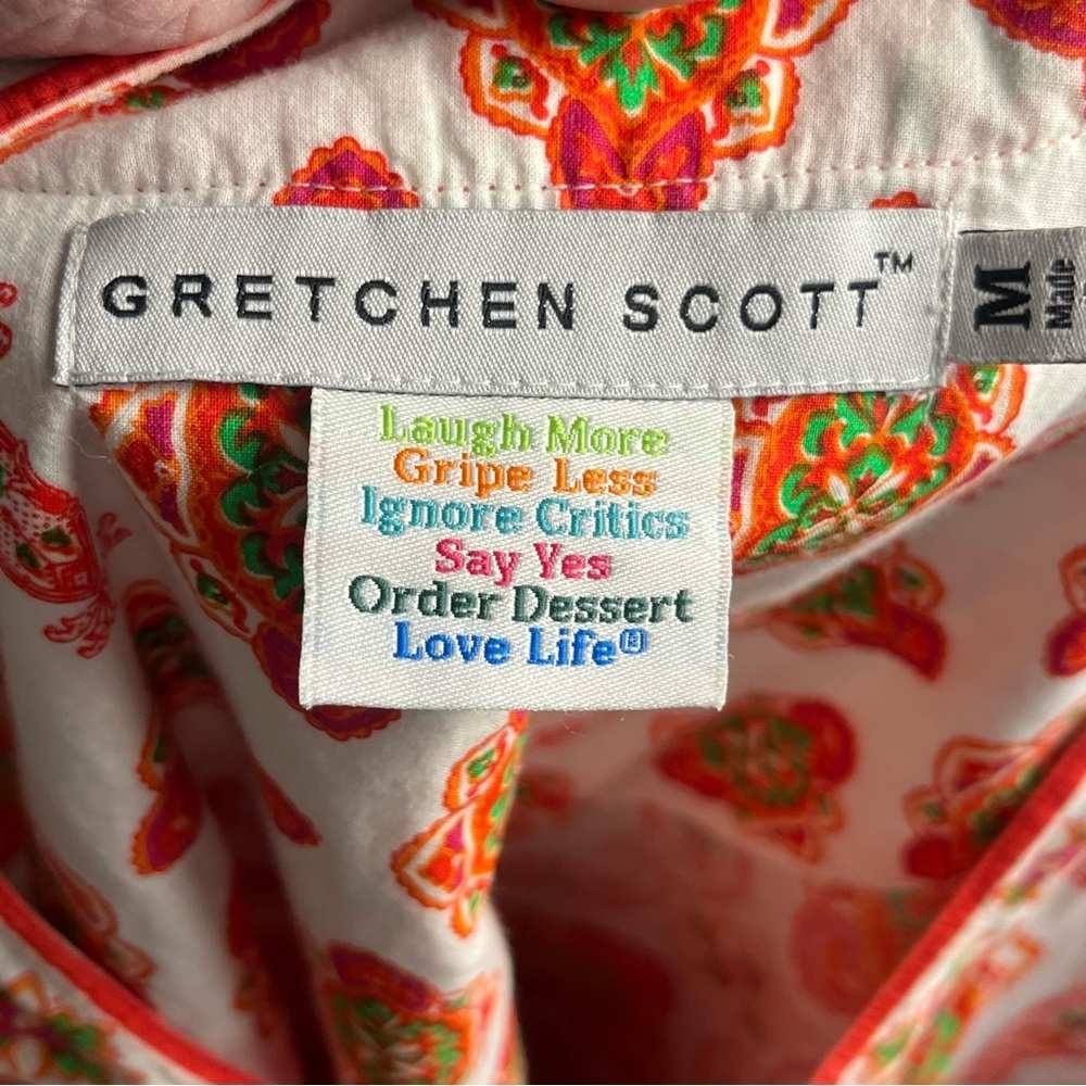 Gretchen Scott Lightweight Pink Orange Medallion Boho Cotton Tunic Top — Size M - Picture 14 of 15